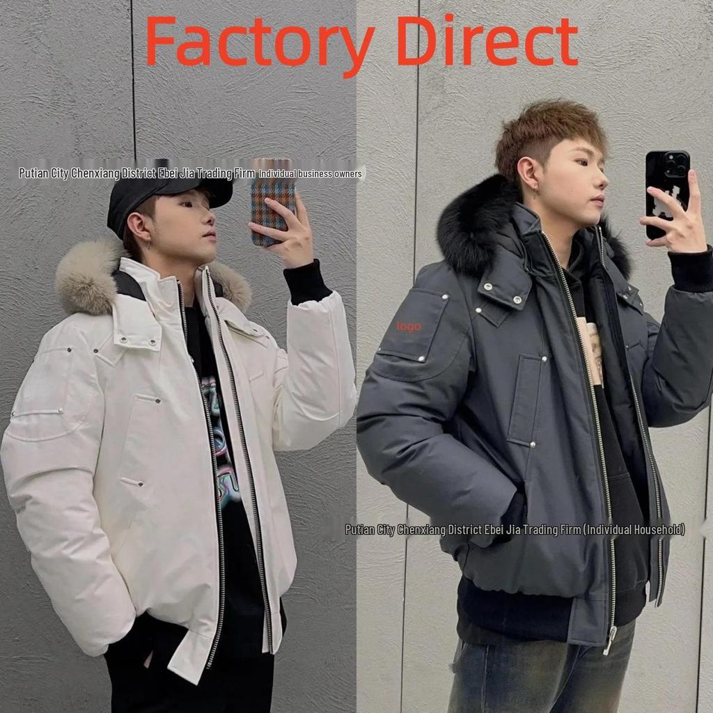 Cross MOOSE Herrenmodell 02 Bomberjacke, Klein - 3Q Fuchsfell Verdickter Daunenmantel