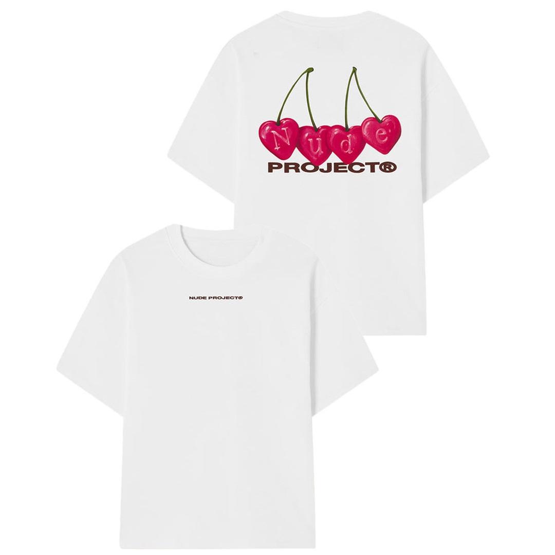 

Cherry Print Tee Men Women Summer Casual Cotton T-shirt Loose Overszied Streetwear Top Comfortable Female Male Clothing Sports Trendy Short Sleeves XXXL бежевий