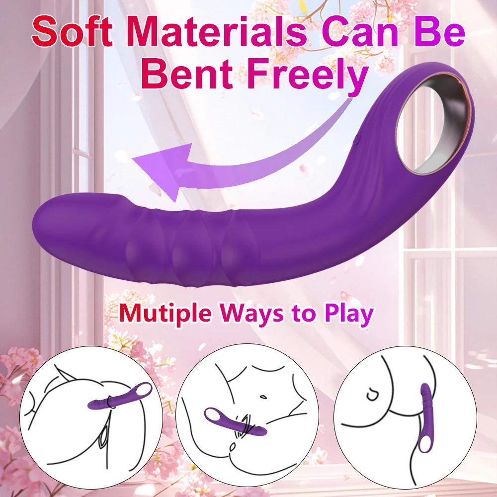 Leistungsstarker Simulations Teleskop Dildo Vibrator G-Punkt Klitoris Anal Stimulator 10 Geschwindigkeits Vibrationsmodus Sexspielzeug für Erwachsene für Frauen
