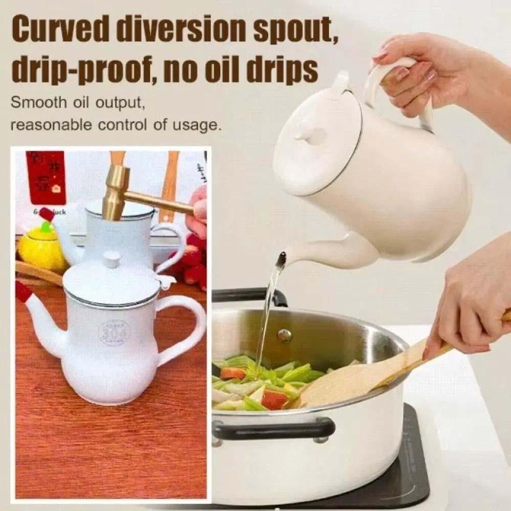 Thickened Oil Dispenser Bottle Leak-Proof Oil Filter Pot Stainless Steel Oil Pot  Kitchen Supplies