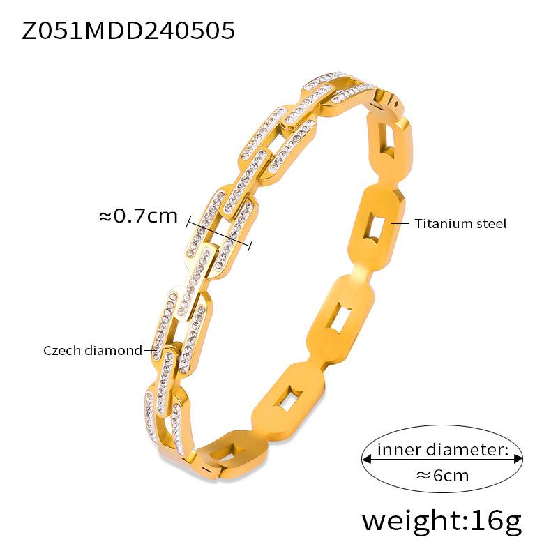 Elegant Cross-Border Full Diamond Titanium Steel Bracelet: Fashionable Hollow Chain Design