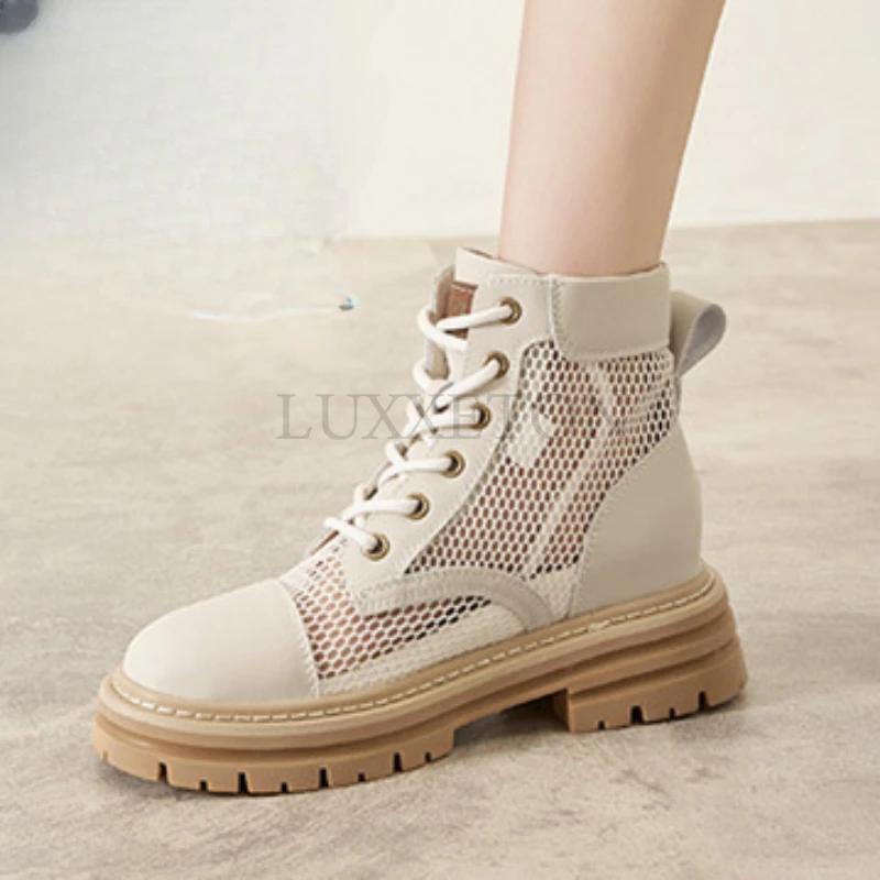 Модные желтые ботинки из натуральной кожи с выемками для женщин — фото 5