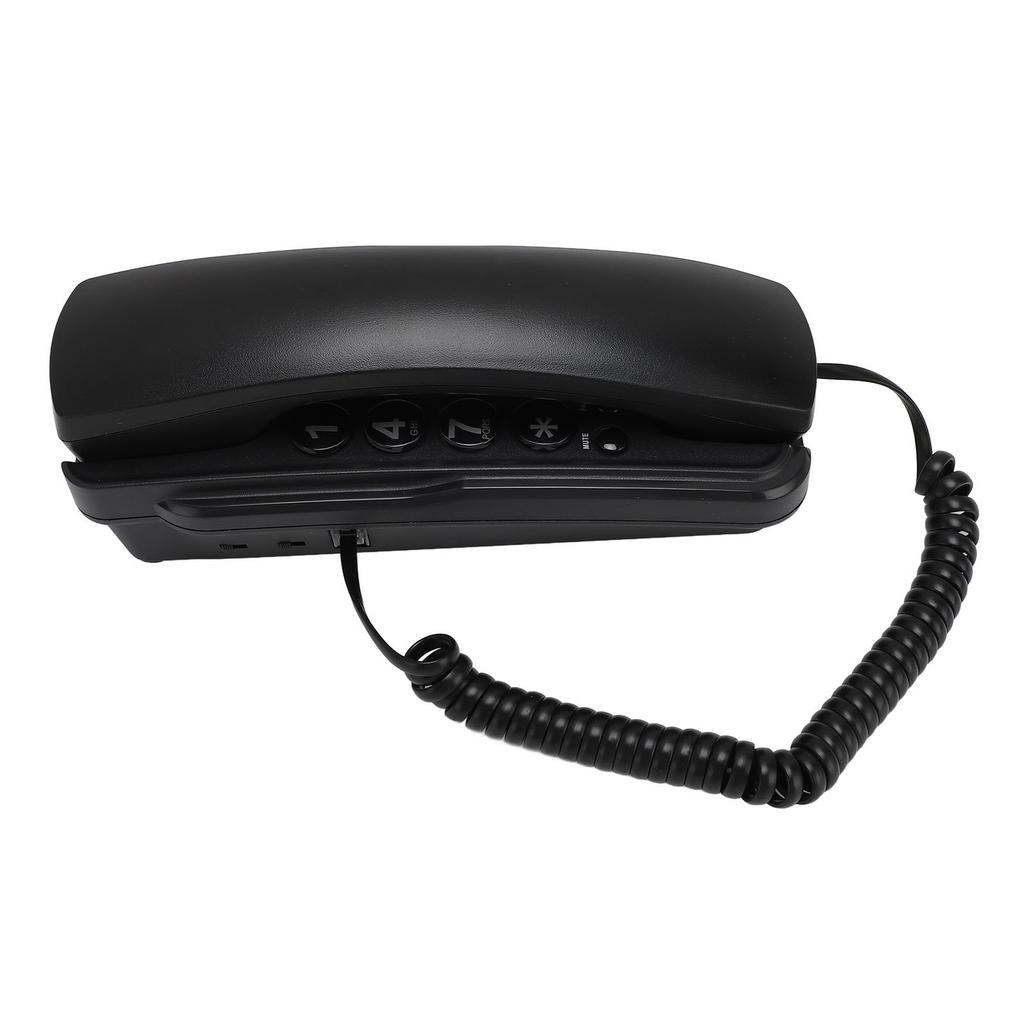 Wall Mount Phone Corded Volume Adjustable Ringer Redial Wall Telephone for Hotel Office Black