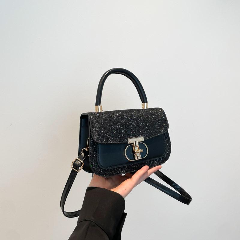 

Fashion retro printing 2025 lock new simple personality casual texture crossbody shoulder small square bag woman чёрный