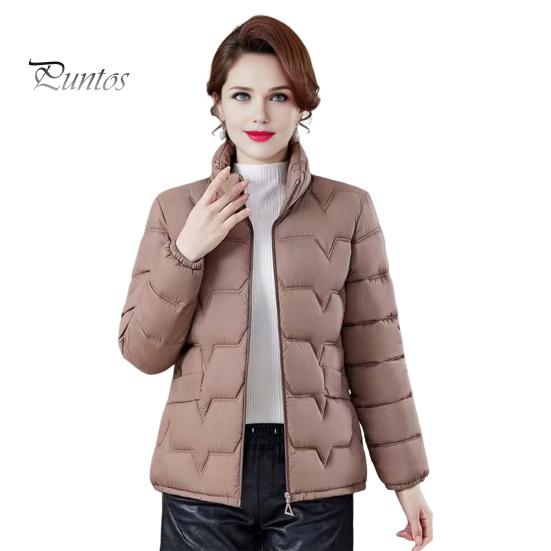 

Женская хлопковая куртка с воротником-стойкой и длинным рукавом, однотонная застежка-молния, осенне-зимнее хлопковое пальто, утолщенная стеганая верхняя одежда XL кофейный