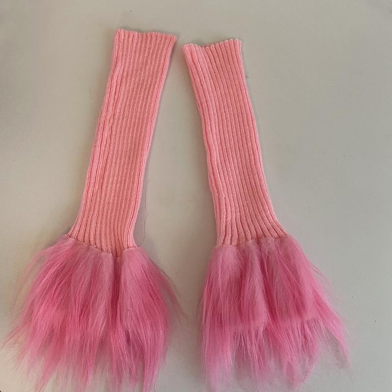 Stacked Socks Y2k Subcultural Socks Long Plush Socks Knitted Spliced Socks Warm Leg Cover