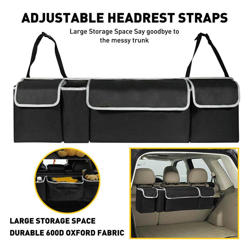 Multi-Pocket Car Trunk Organizer Hanging Back Seat Storage Bag With 4 Pockets Waterproof Oxford Cloth Universal Storage Pocket