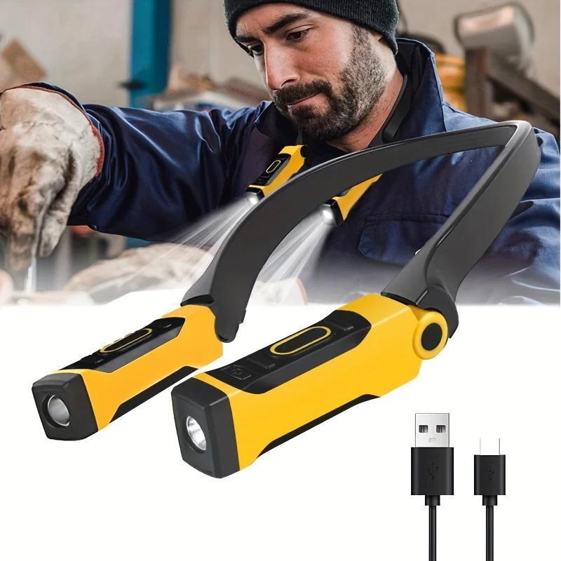Rechargeable LED Neck Light Book Light 2 Brightness Levels Bendable Arms for Reading Camping Repairing