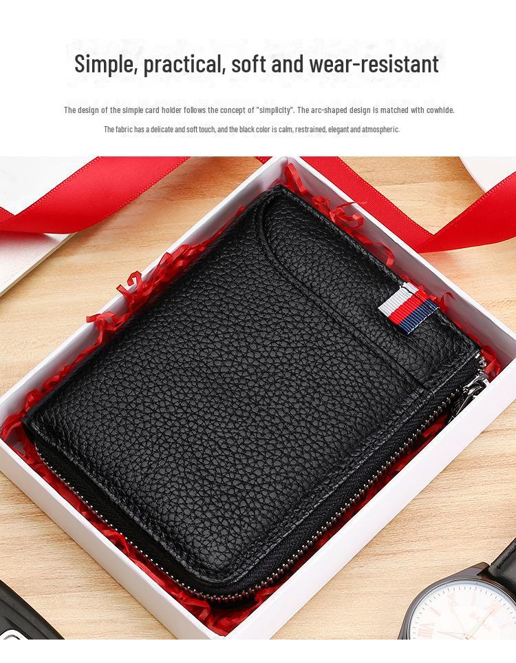 2023 Men's RFID Leather Wallet - Short, Anti-Theft, Cowhide Card Holder, Driver's License Wallet