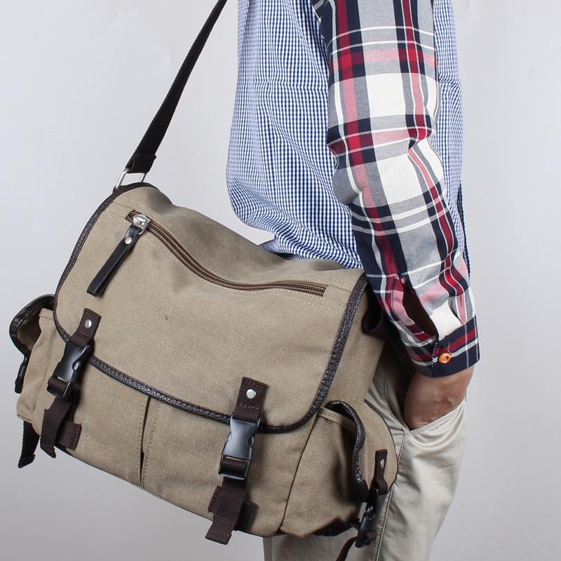 Messenger Bag for Men Retro Canvas Satchel Casual Briefcases Laptop Bag Fit 13Inch,Water Resistant Crossbody College Satchel Bag
