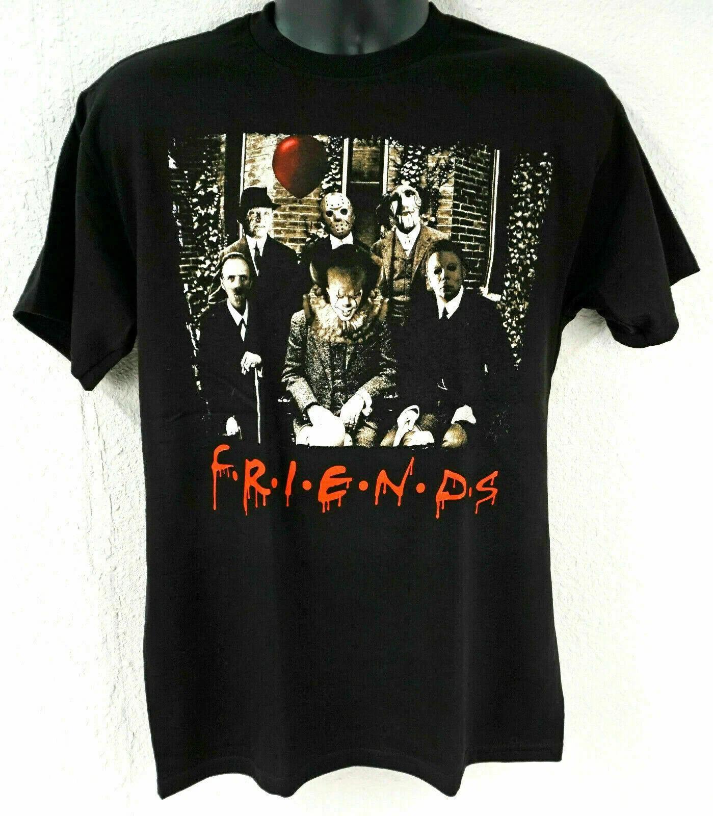 HORROR FRIENDS T-shirt Scary Movie Halloween Adult Men s 100% Cotton Tee New S