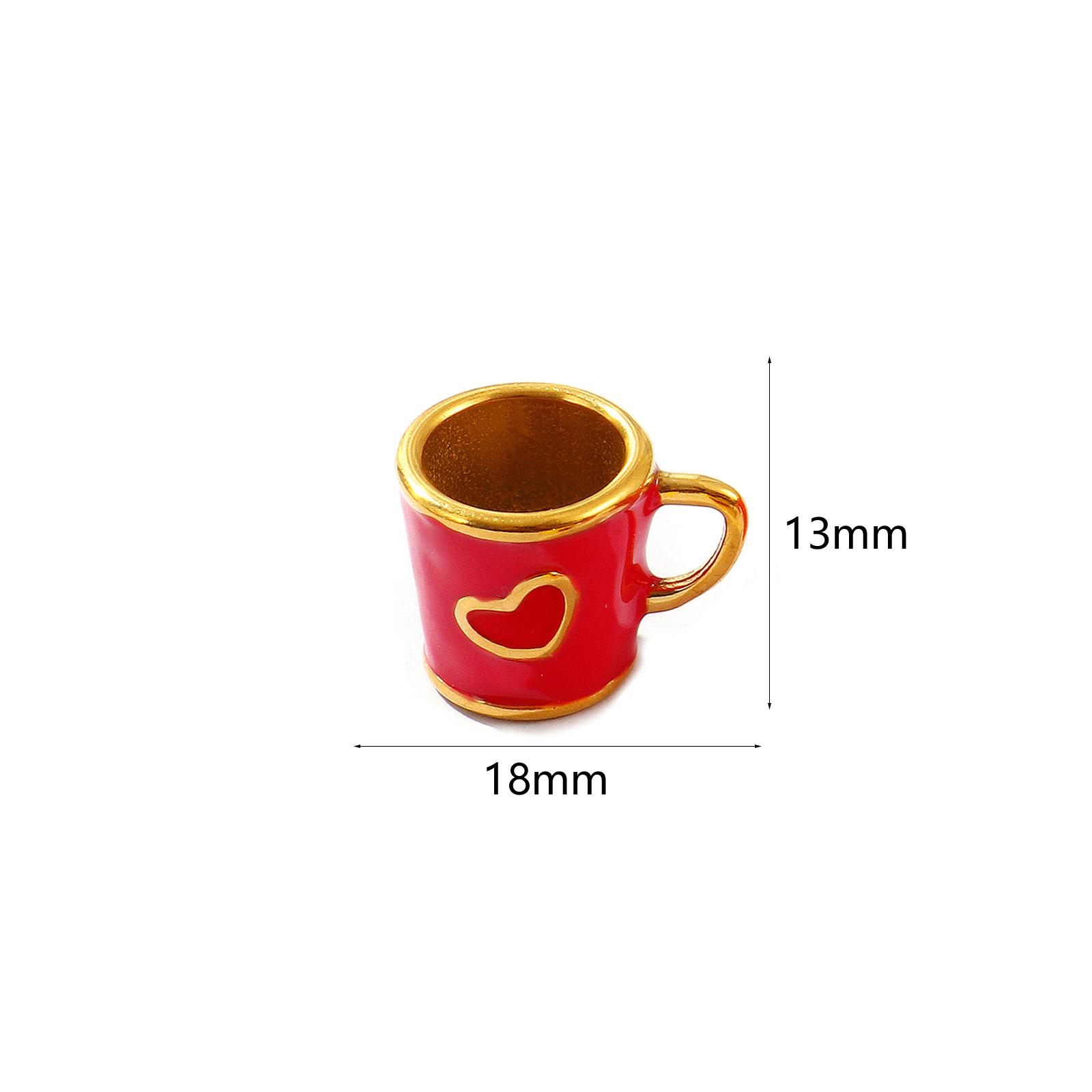 

1 Piece 304 Stainless Steel Charms Enamel 3D Coffee Cup 18K Gold Plated Oil Dripped Pendant For DIY Necklace Jewelry Making розовый