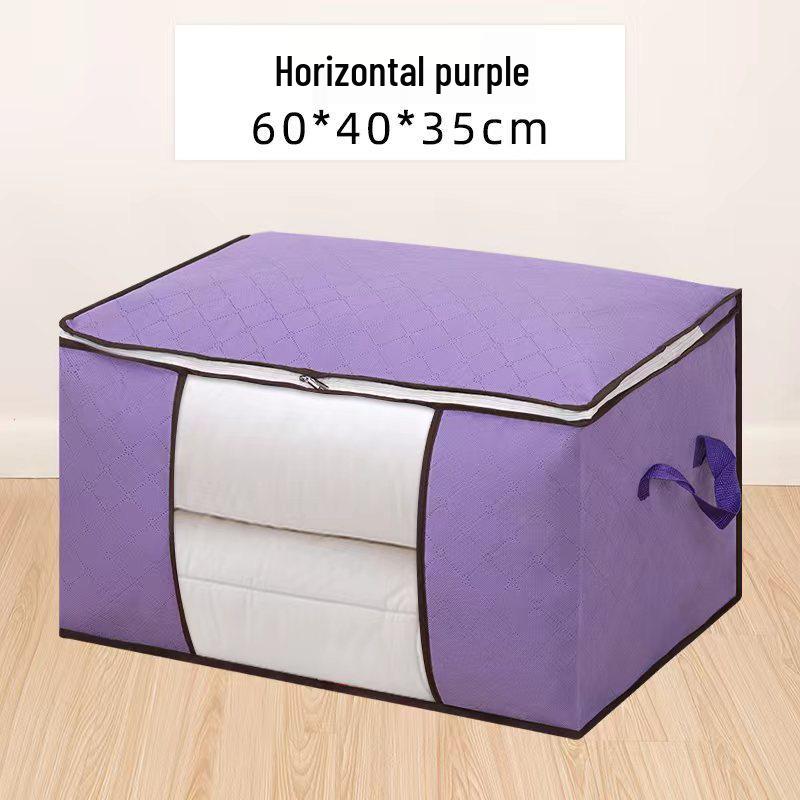 Cotton Quilt and Clothes Organizer Bag with Window, Non-Woven Fabric for Packing and Storage