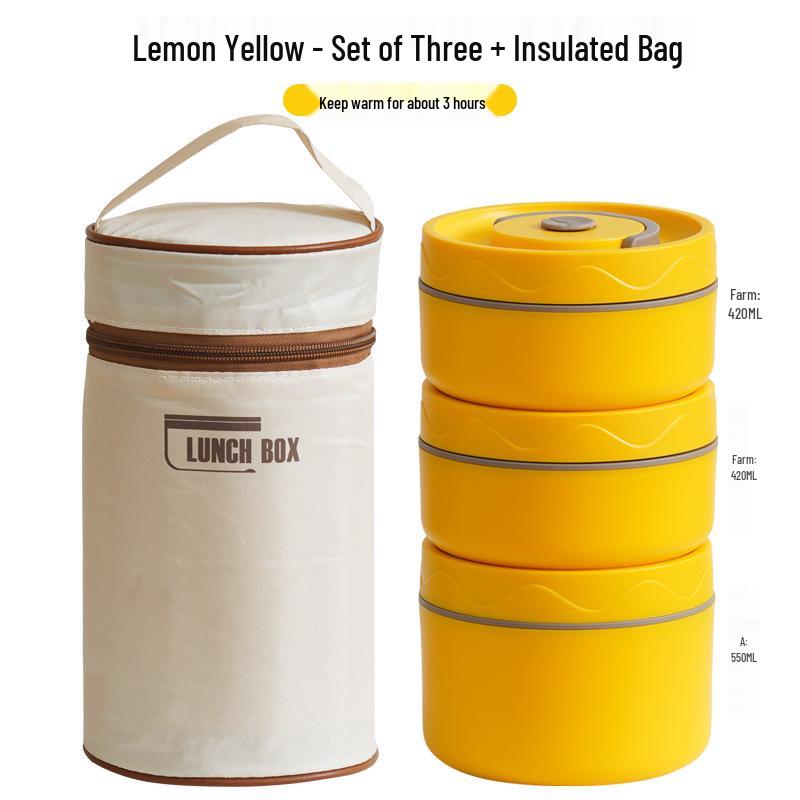 Large Capacity Multi-layer Insulated Stainless Steel Bento Lunch Box with Compartments for Office Workers