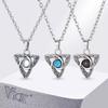 Vnox Turquoise Stone Celtic Knot Pendant Necklaces for Men Women, Stainless Steel Silver Color 50cm 60cm O-chain Jewelry Gifts