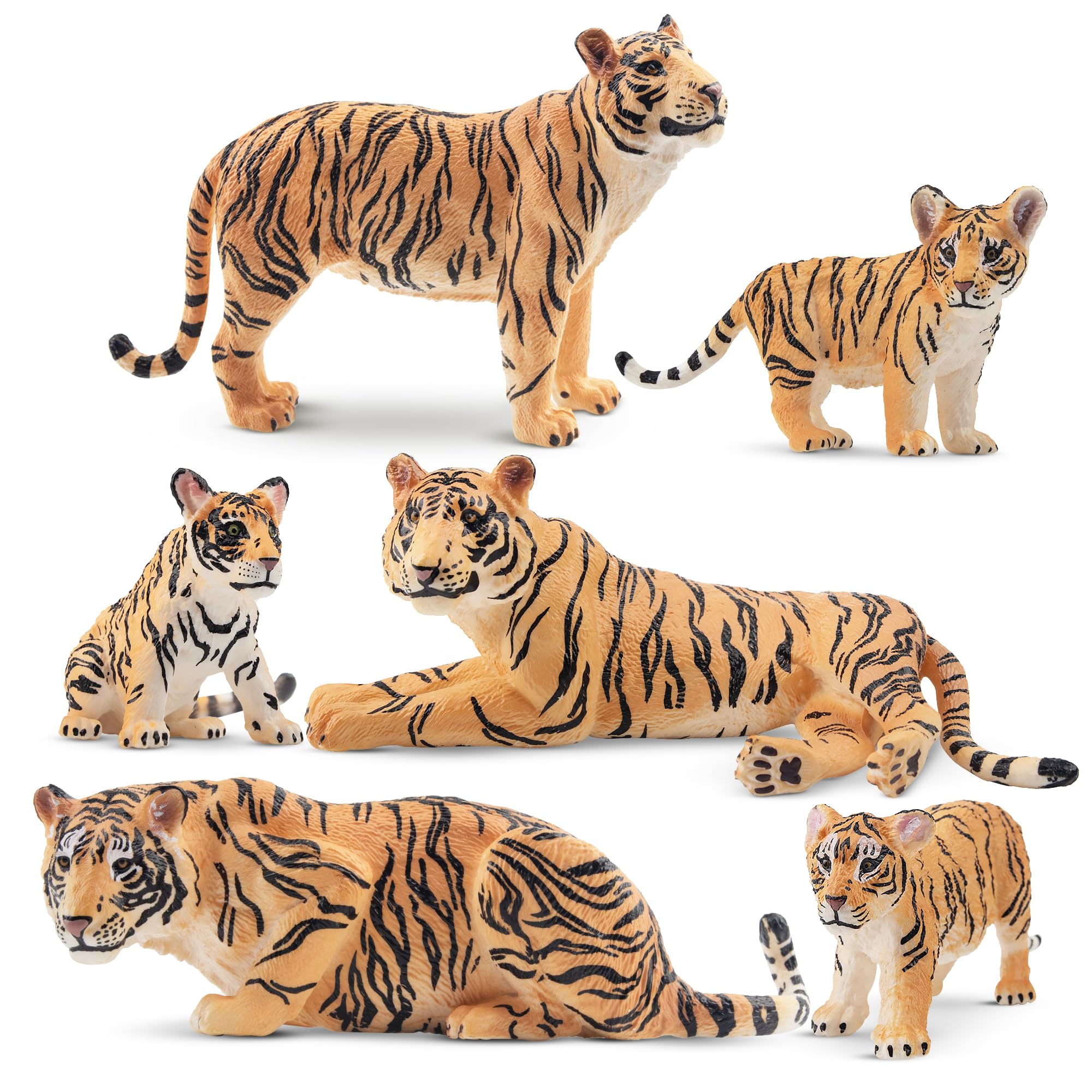 

TOYMANY Набор из 6 фигурок тигров, Фигурки животных, Игрушки-тигры, Модели диких животных, Подходит для родителей и детей, Декор для дома, Реалистичные модели, Популярные игрушки,