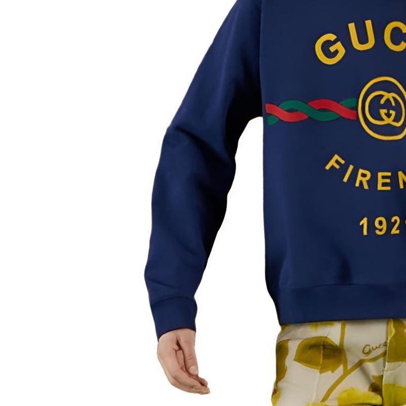 GUCCI Sweatshirts Men's Blue Crew Neck Moderate 626990-XJD7O-4409