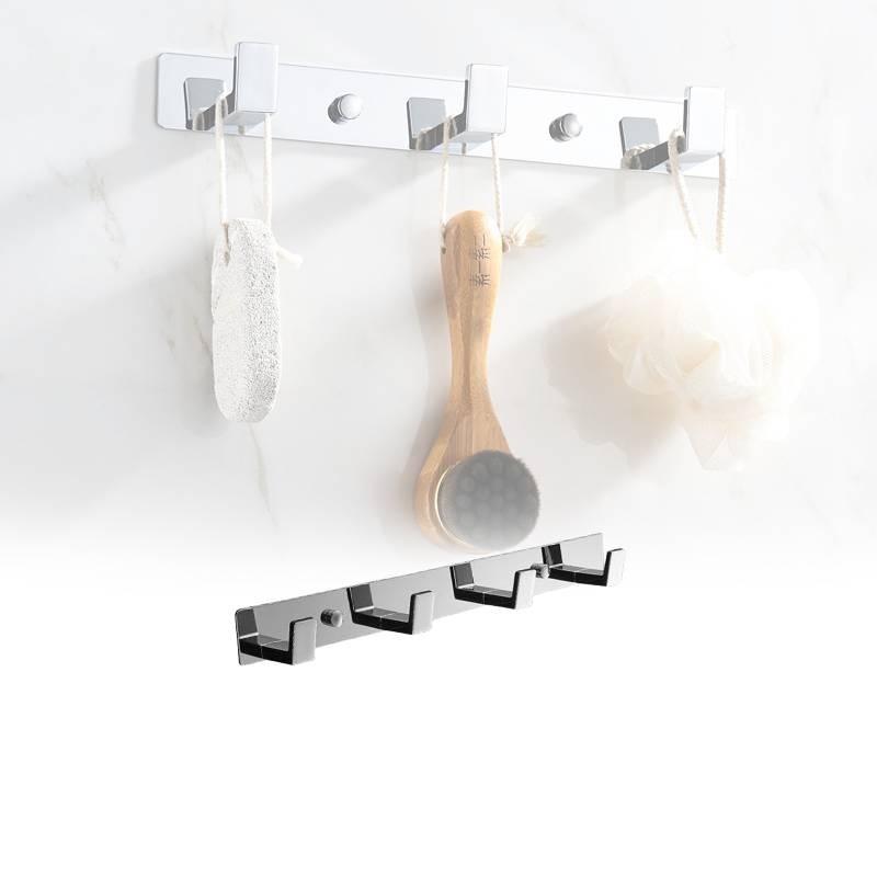4 Hooks Coat Wall Mount Screw Hook Chrome Bath Towel Robe Rack Bathroom Kitchen