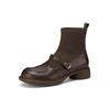 Fashion New Autumn Genuine Leather Women Boot Fashion Round Toe Boots for Women Short Boots Botines Mujer Chunky Heels Skinny Boots