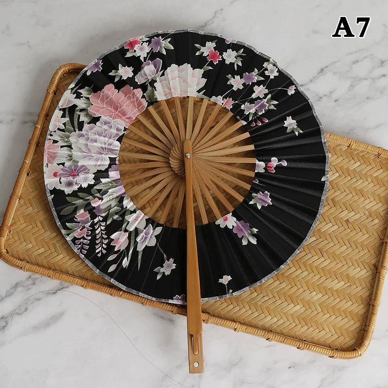 Runder Bambus-Handfächer Chinesischer Stil Blumenmuster Tragbarer Faltfächer Mit Quaste Hochzeitstanz Handgehaltene Fächer Party-Dekoration Geschenk