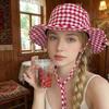 Fashion Vintage Bucket Hats Sweet Lace-up Plaids Versatile Fisherman's Hat Big Brim Sun Protection Sun Hat Summer