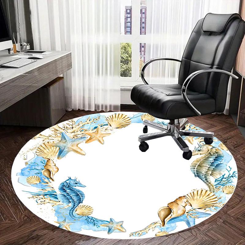 1pc Office Carpet Chair Mats Seashell Starfish Coral Frame Perfect for Decorating Office Chairs, Living Rooms, Or Bedrooms
