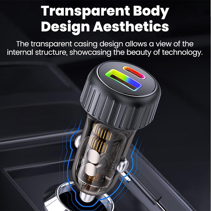New Elough 60w Usb/type C Dual Port Car Charger Fast Charging 2 In 1 Car Cigarette Lighter Conversion Plug Car Charger