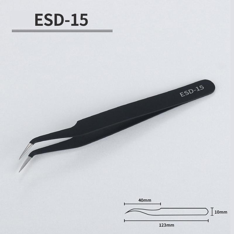 

Stainless Steel Precision ESD Pointed Tweezers Electronic Disassembly Tools DIY Accessories Installation and Maintenance Tools F чорний