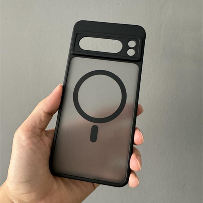Transparant Schokbestendig PC+TPU Magsafe Hoesje Voor Google Pixel 9 Pro XL 8 Pro 8a Mat Magnetisch Draadloos Opladen Telefoonhoes
