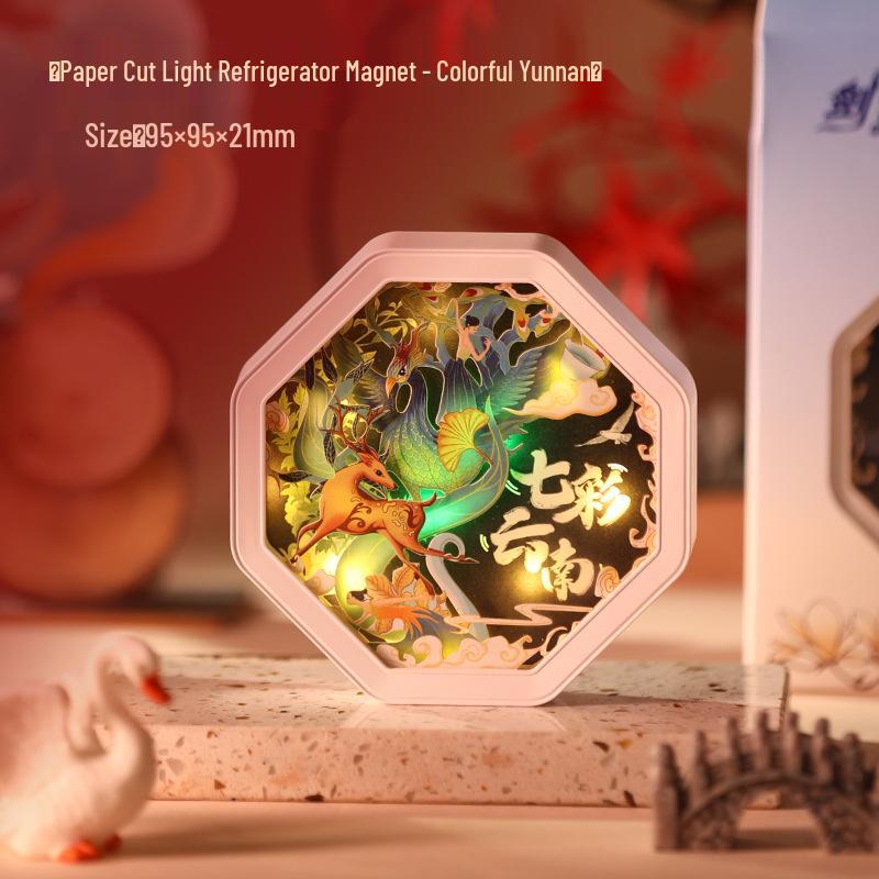 Guochao Paper Sculpture Fridge Magnet Souvenirs for Tourist Attractions