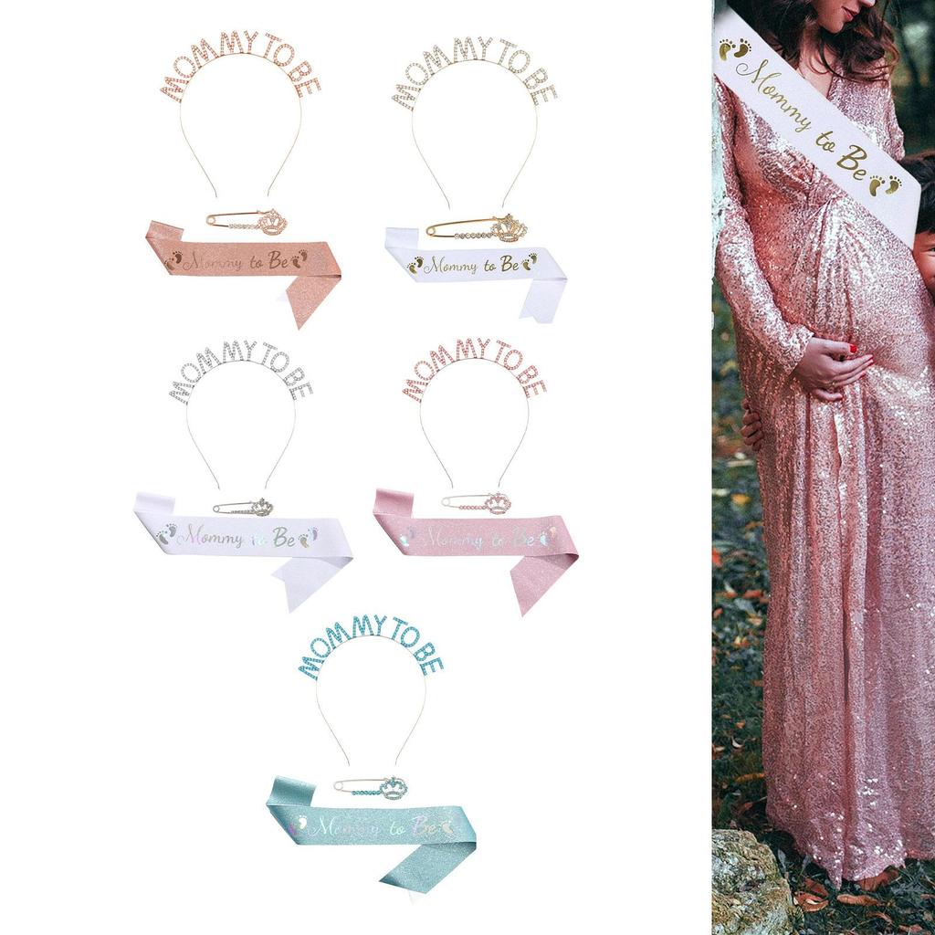 Mommy To Be Sash Set Tiara Rhinestone Crown Satin Sash Mum To Be Sash for Celebration Birthday Party Supplies Gender Reveal
