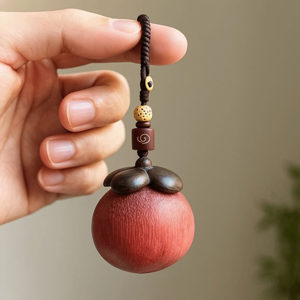 Strawberry Wooden Pendant Phone Chain Mangosteen Car Keyring Cute Sandalwood Keychain  Men