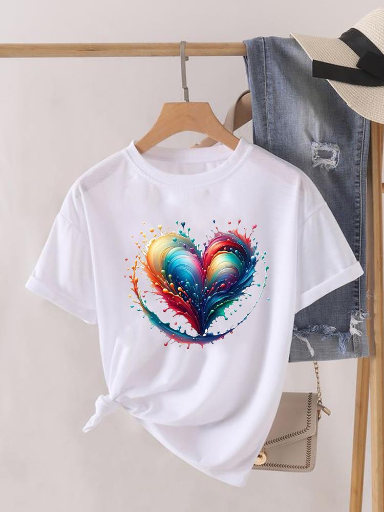 Aquarell Schmetterling Niedlich 90er Kleidung Damen Kurzarm T-Shirt Frauen Print Weiblich Grafik T-Shirts Mode Kleidung Lässiges T-Shirt