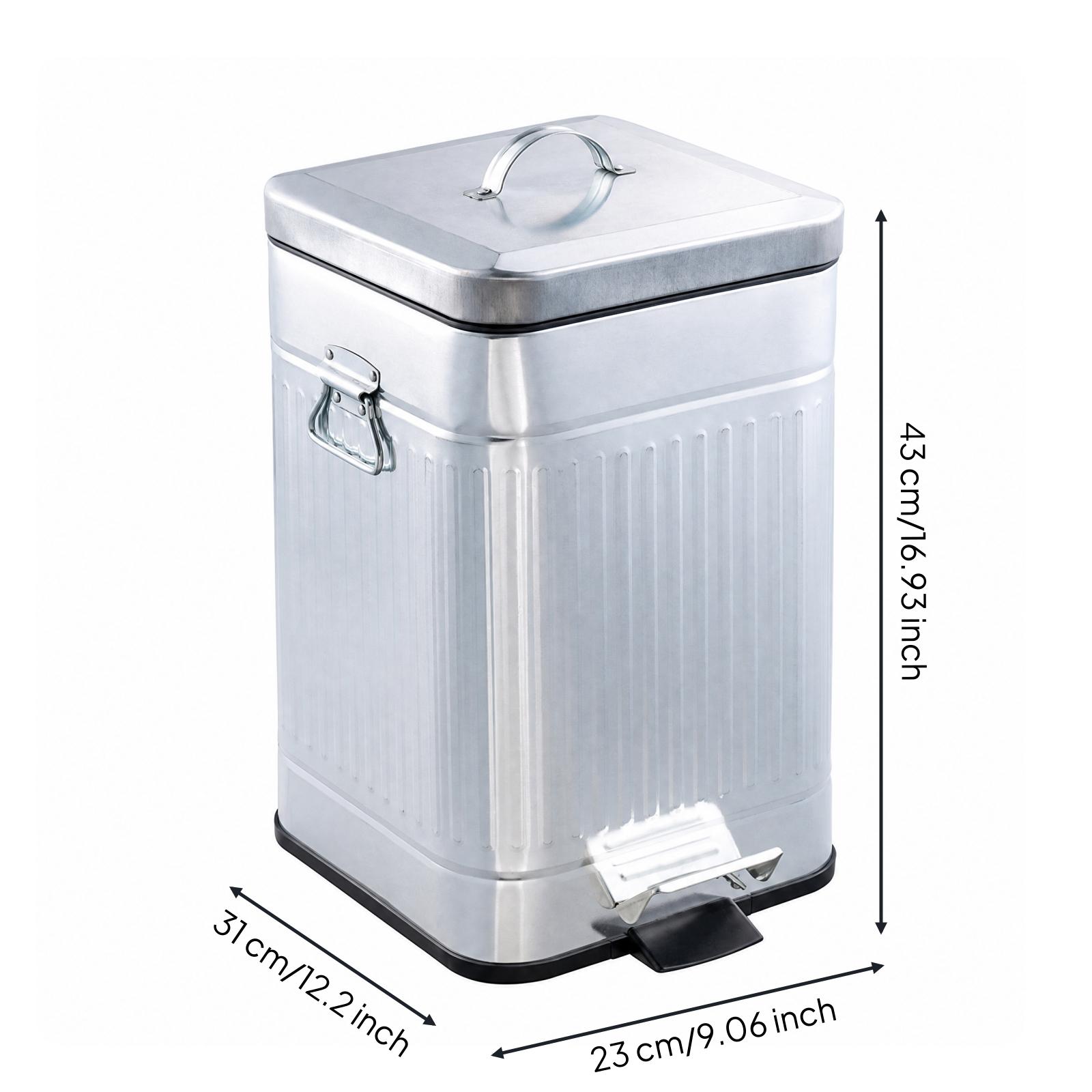 12-Liter Stainless Steel Pedal Bin Handsfree