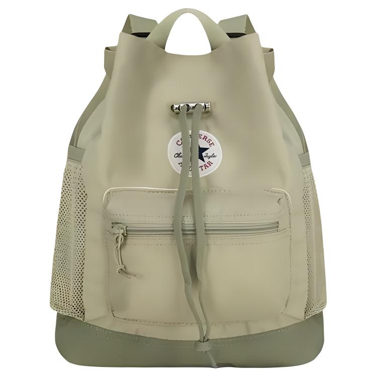 Converse Go Lo Cinched Fashion Simple Daily Polyester Bucket Backpack Unisex Backpack Green 10027690-A02 Green