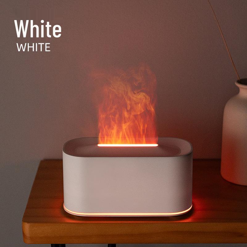 Flame Aromatherapy USB Diffuser with Wood Grain & Seven-Color LED Atmosphere Lamp