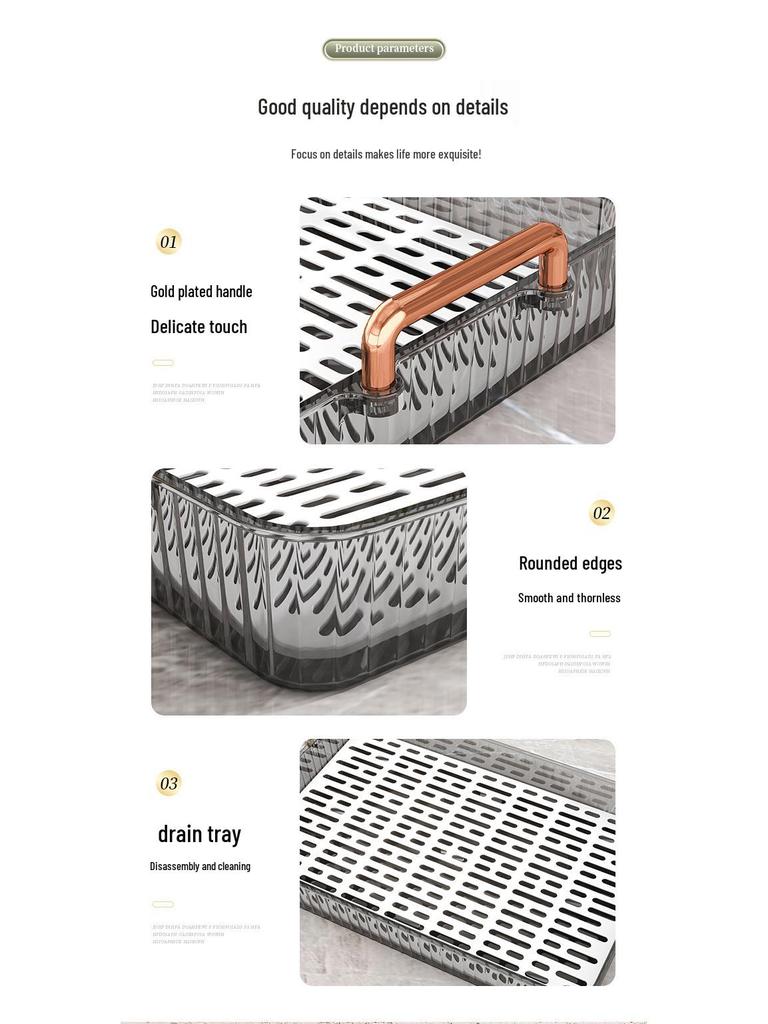 Rectangular Double-Layer Tea Tray for Living Room - Luxury Table with Cup Holder and Drainage