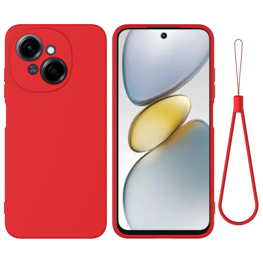 For TECNO Spark Go 2025 Case Liquid Silicone Phone Back Cover with Hand Strap