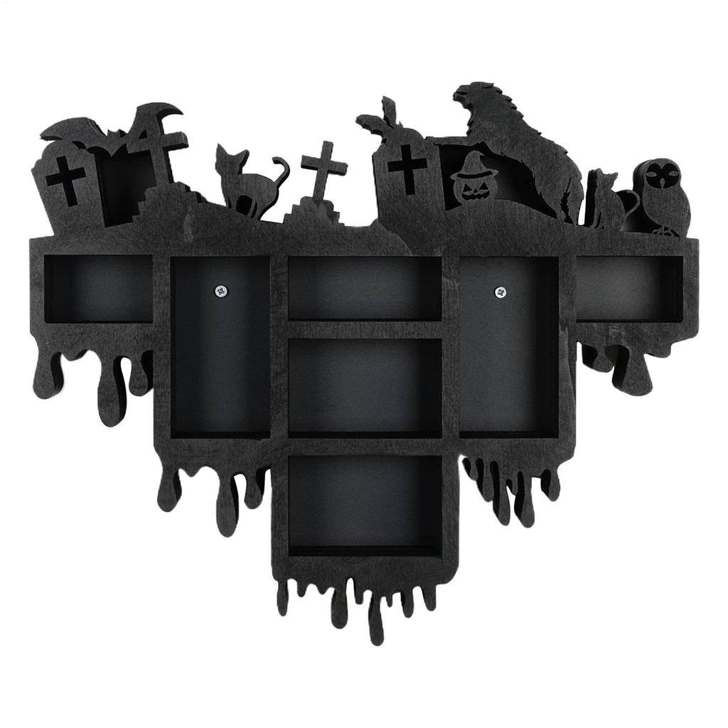 Crystal Shelf Display for Wall Gothic Wall-Mounted Gem Stone Storage Holder Multifunctional Wooden Floating Organizer Shelves