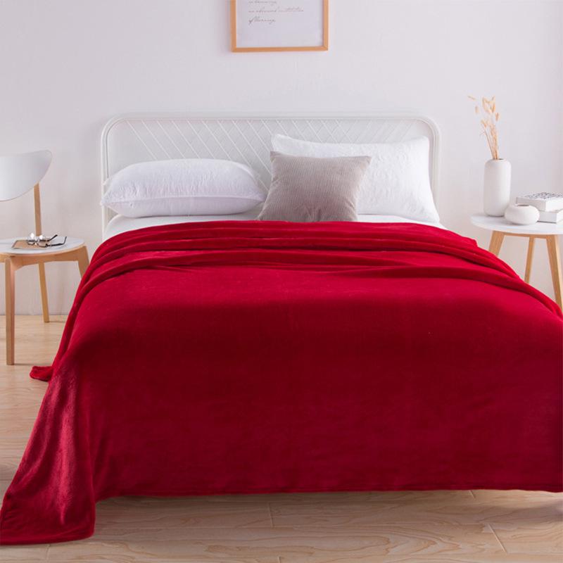 Coral Fleece Flannel Blanket - Cozy, Casual, Simple Color, Bedspread or Nap Blanket