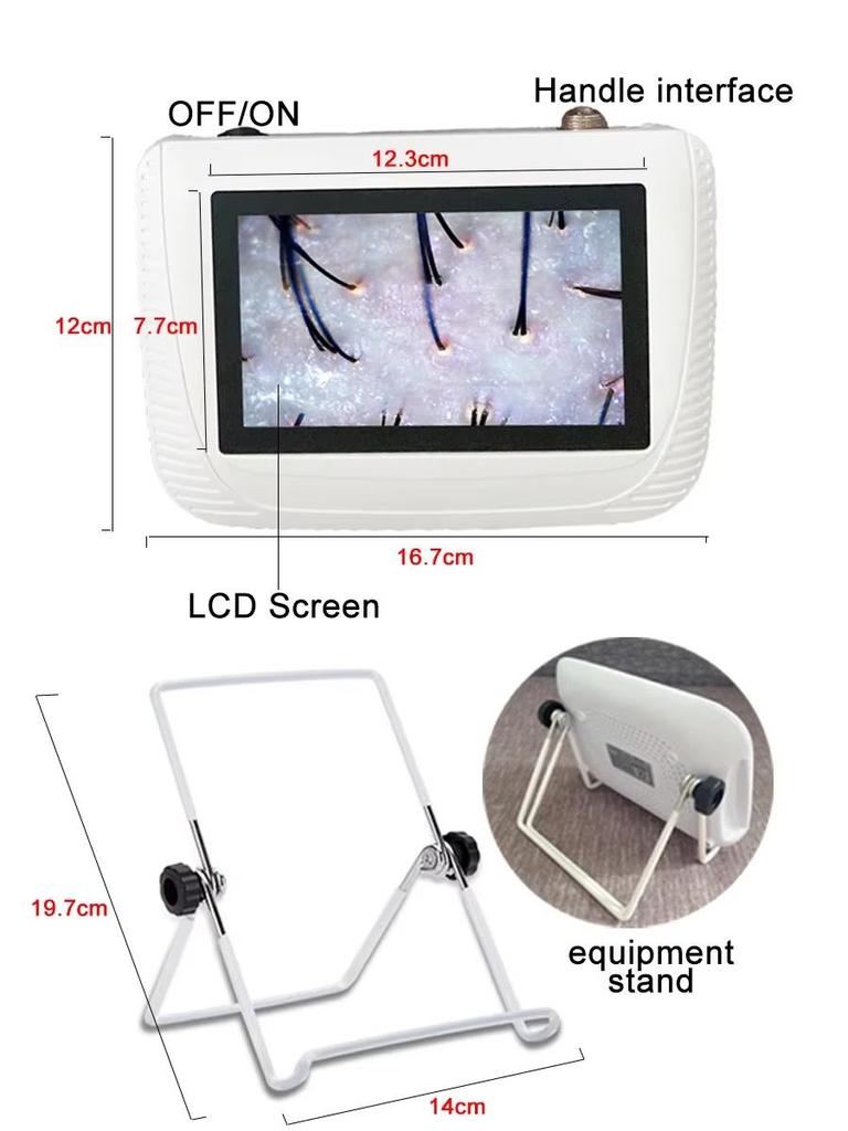 50X/200X Haarfollikel Kopfhaut Analyzer Erkennung Vergrößerungsmikroskop LCD Digital Dermatoskop Kopfhaut Haar Detektor Tester