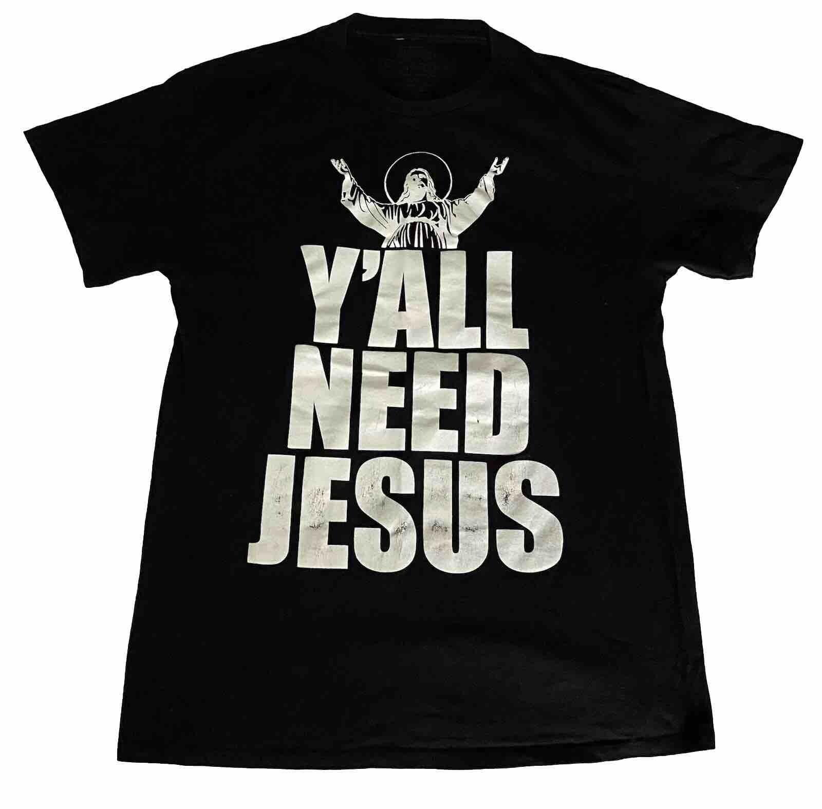 CLASSIC Spencers Y ALL NEED JESUS Men black T-shirt Size L XL