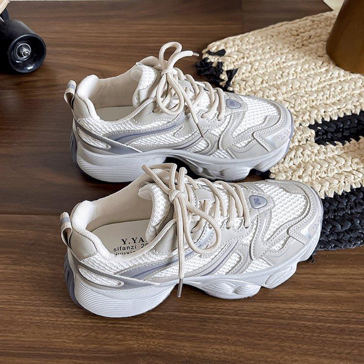 

Thick-soled round-headed dad shoes women s mesh breathable 2025 spring and summer new fried street heightening versatile casual sports shoes 40 фиолетовый
