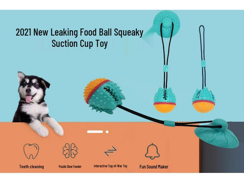 Dog Suction Cup Chew Toy: Sounding Pull Ball & Food Dispensing for Puppies