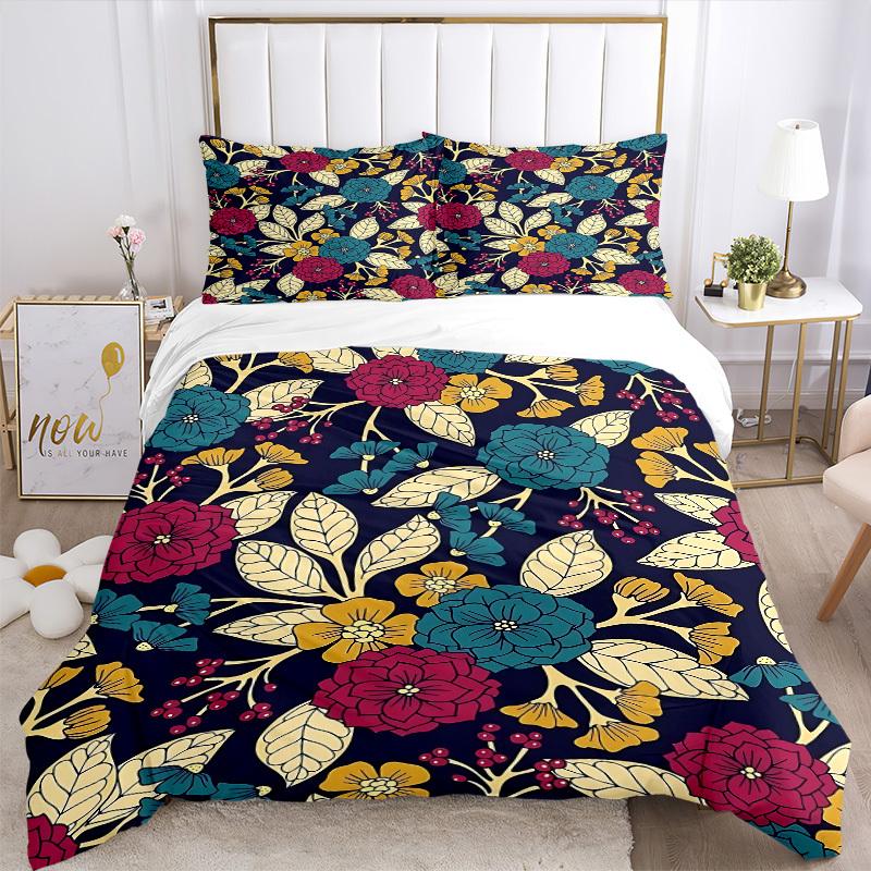 3pcs Floral Pattern Bedding Set, Includes Without Pillow Inserts, Soft Comfortable Bedding Set,All-Season Use A0924054