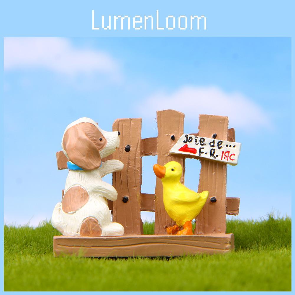 Niedlicher Cartoon Zaun Ente Hund Mini Modell Ornament Für Naturinspirierter Miniaturgarten Und Foto-Requisiten