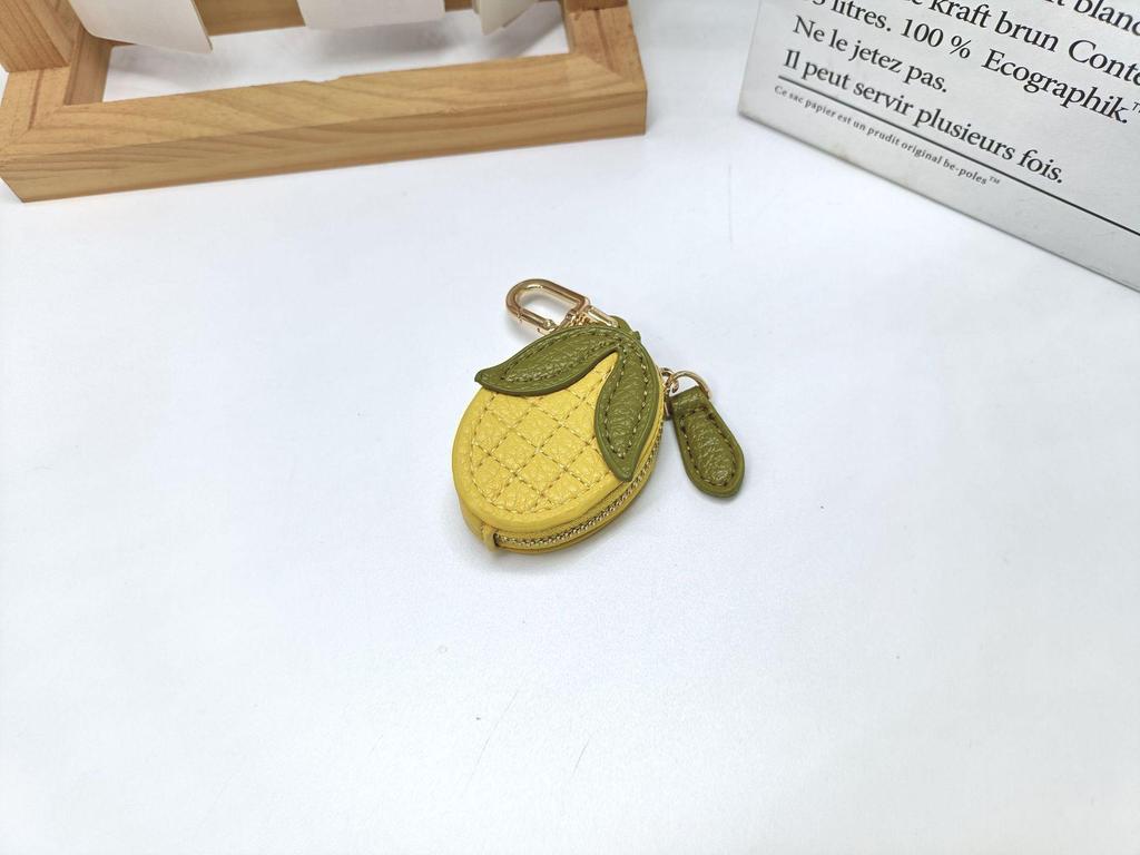 Fresh Style Leather Fruit Coin Purse Keychain Charm