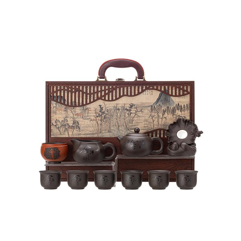 New high-end purple sand tea set for home use, customer gifts, bank business gifts can be done