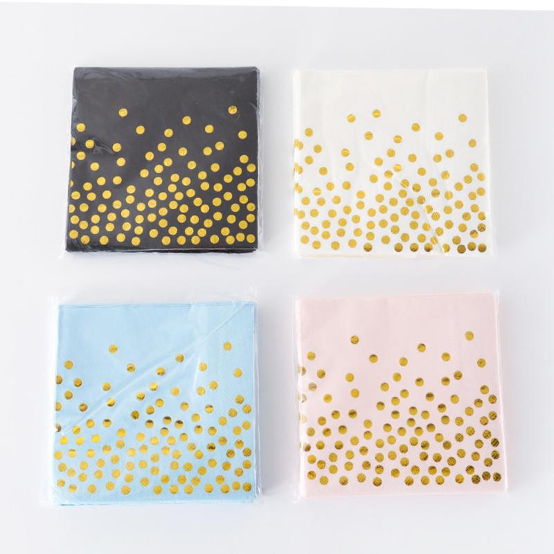 20 Sheets/pack Rose Gold Polka Dot Napkins Birthday Party Disposable Paper Napkins