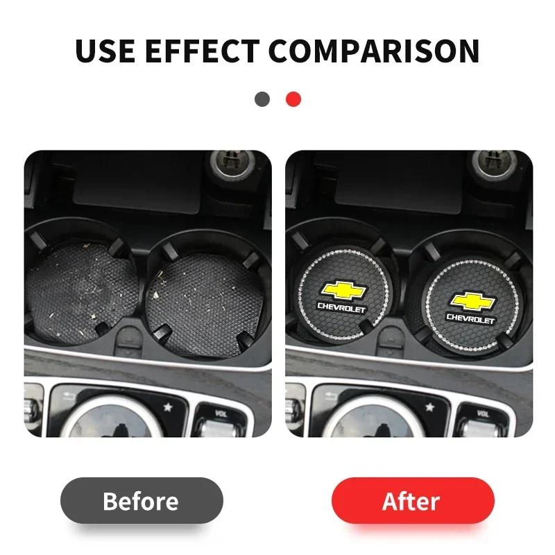 1/2Pcs Diamond-studded Car Coaster Cup Holder Anti-skid Pad For Chevrolet Cruze Lacetti Captiva SS Z71 Equinox Trax Impala Spar